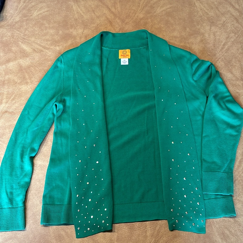 Ruby Rd. Petite - Open Front - Green Cardigan Sweater -  Size PS